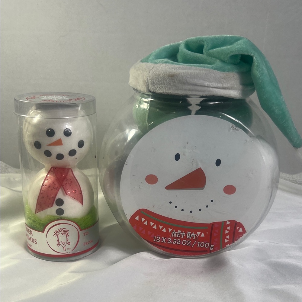 Winter Snowman Bath Designer Bath Bomb Gift Set White Green The Soap Lady Fizzy‎